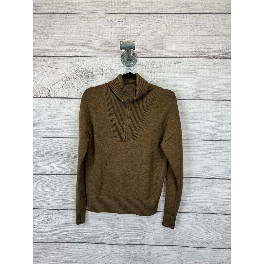 The Drop Women's Brown Quarter Zip Wool Blend Knit Pullover Sweater Size Small